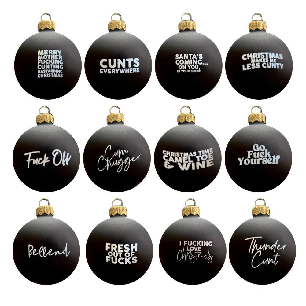 Sweary Bauble Bundle - 12 Pack, 2026 Fun Christmas Ornament Xmas Ball Ornaments