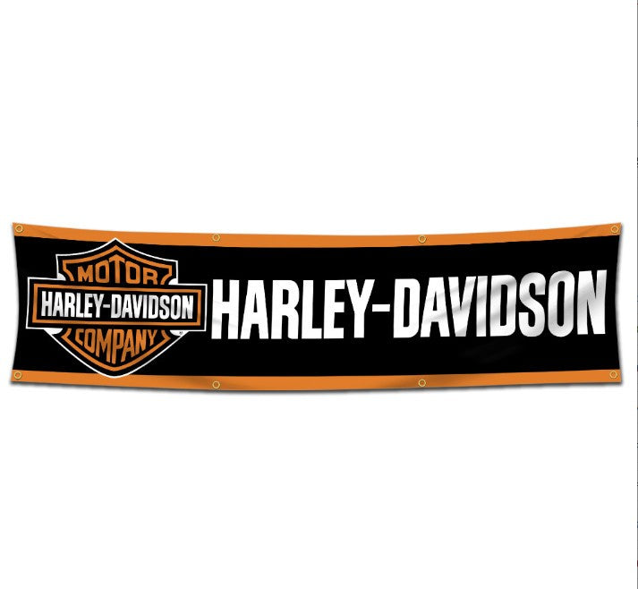 Harley Davidson Motorcycle 2x8 ft Garden Flag Mount Man Cave Banner Garage Sign