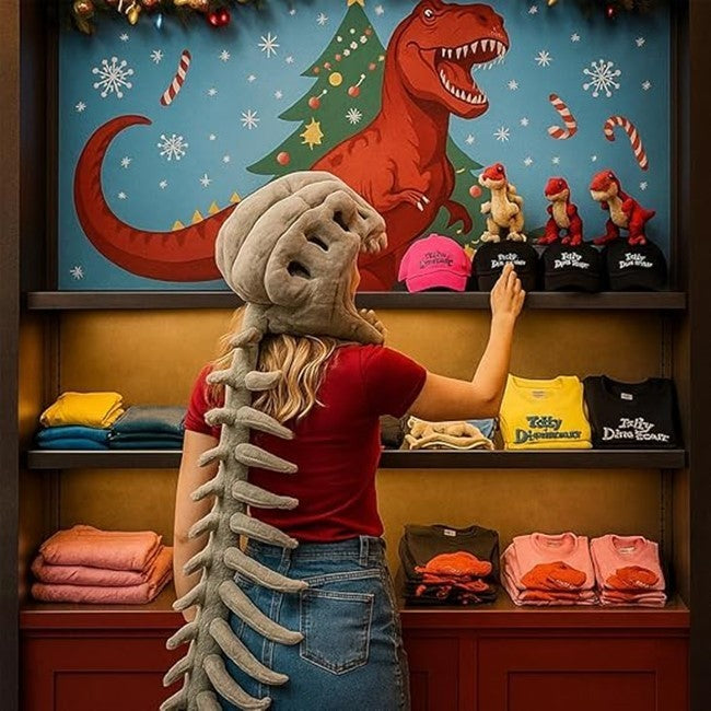 Silly Dino Plush Wearable Sillydino Skeleton Plush Hood,Soft Spinosaurus Outfit