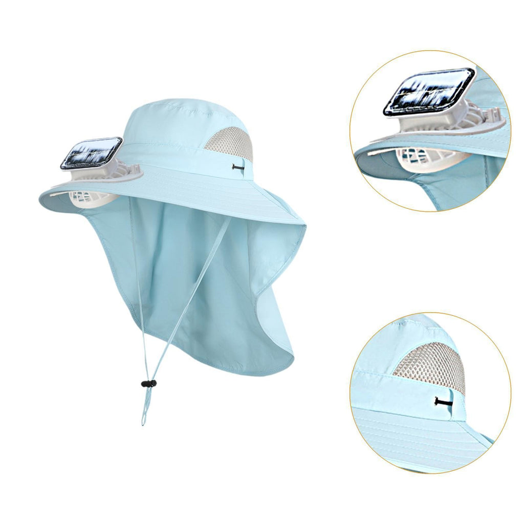 Kids Wide Brim Hat with Solar Fan Sunscreen Cooling Hat for Boys Girls