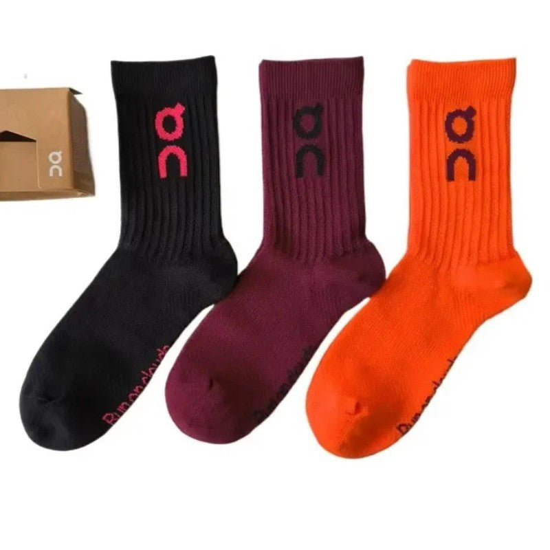 3 Pairs New On Running Socks Solid Color Sports Socks