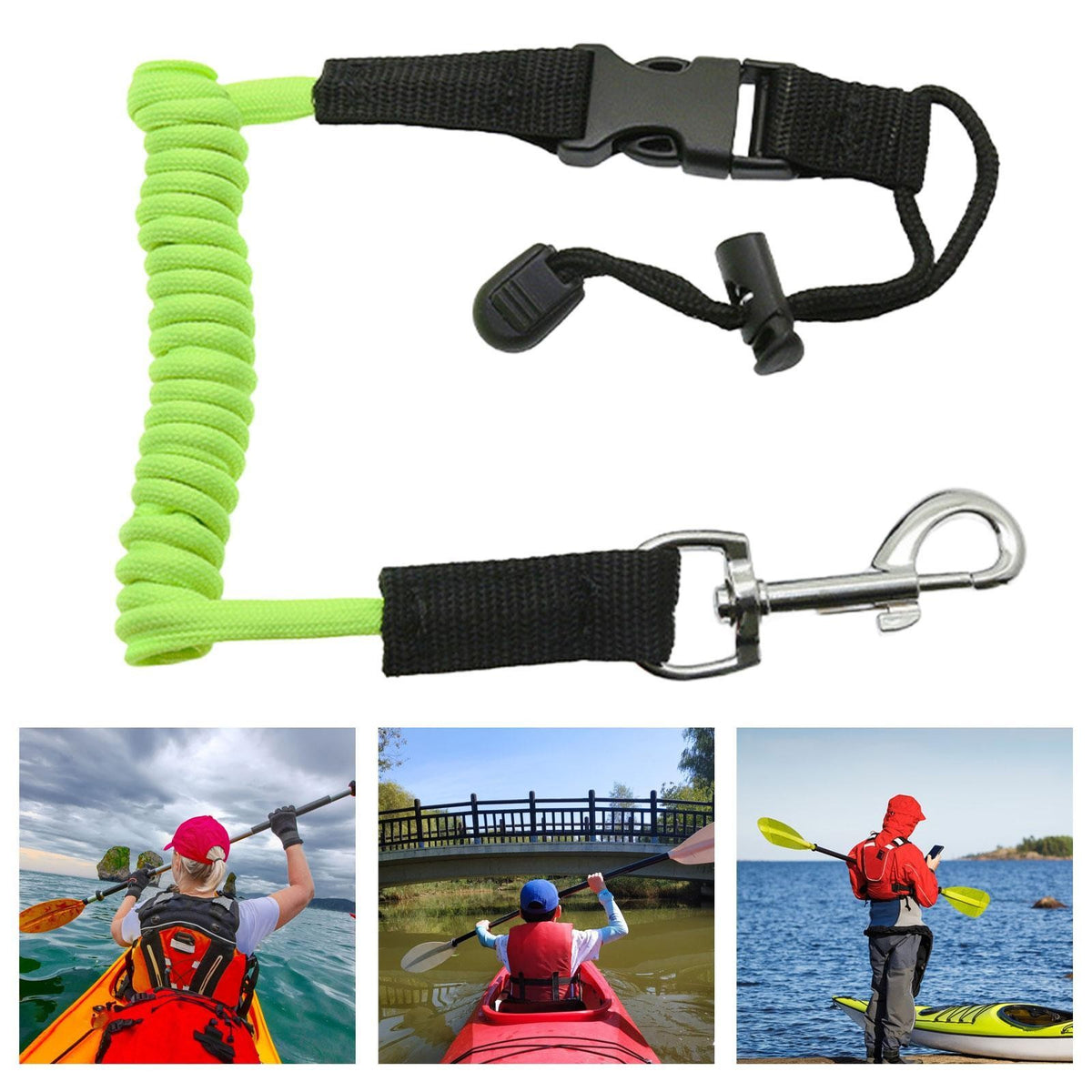 Kayak Paddle Leash Lightweight Fishing Accessories Coiled Lanyard Rope for