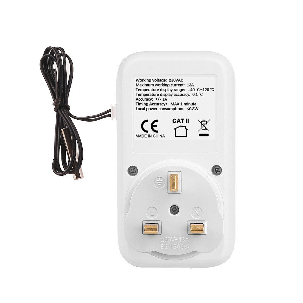 Digital Thermostat Temperature Controller Sensor Socket Timer Meter UK Plug