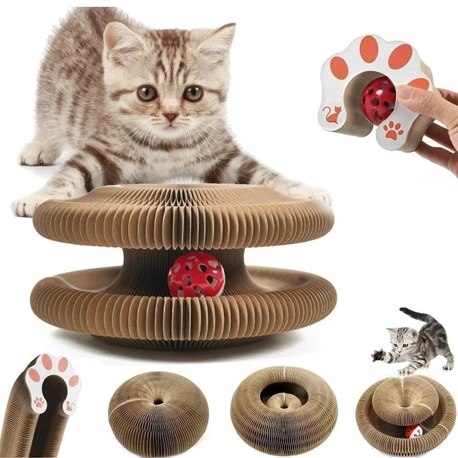 Cat Scratch Board with Bell Corrugated Paper Wear Resistant Cat Toy Scratcher