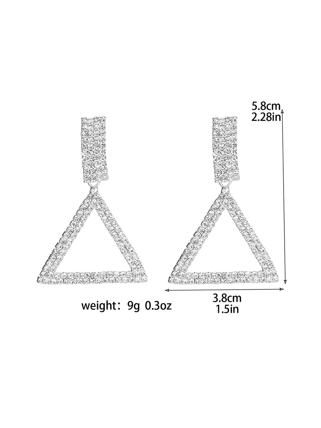 Luxury Rhinestone Crystal Triangle Earrings for Women Bridal Dangling Earrings
