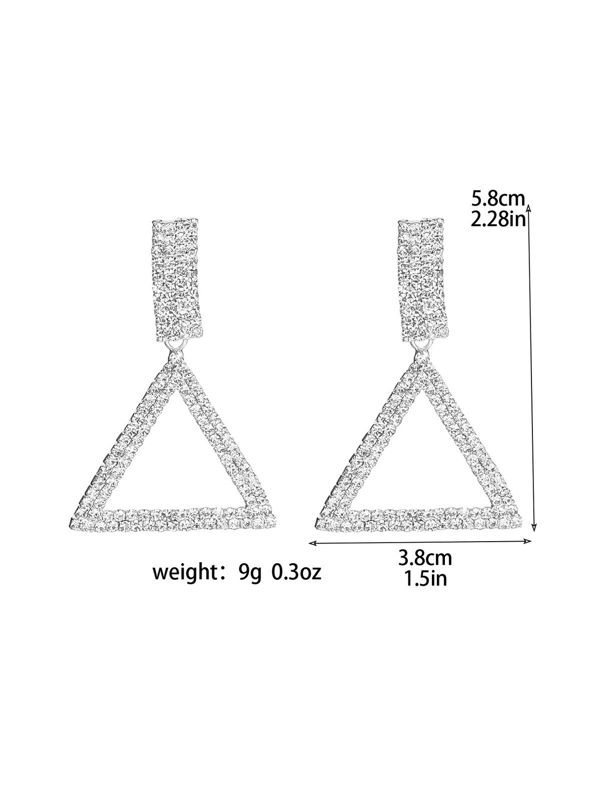 Luxury Rhinestone Crystal Triangle Earrings for Women Bridal Dangling Earrings