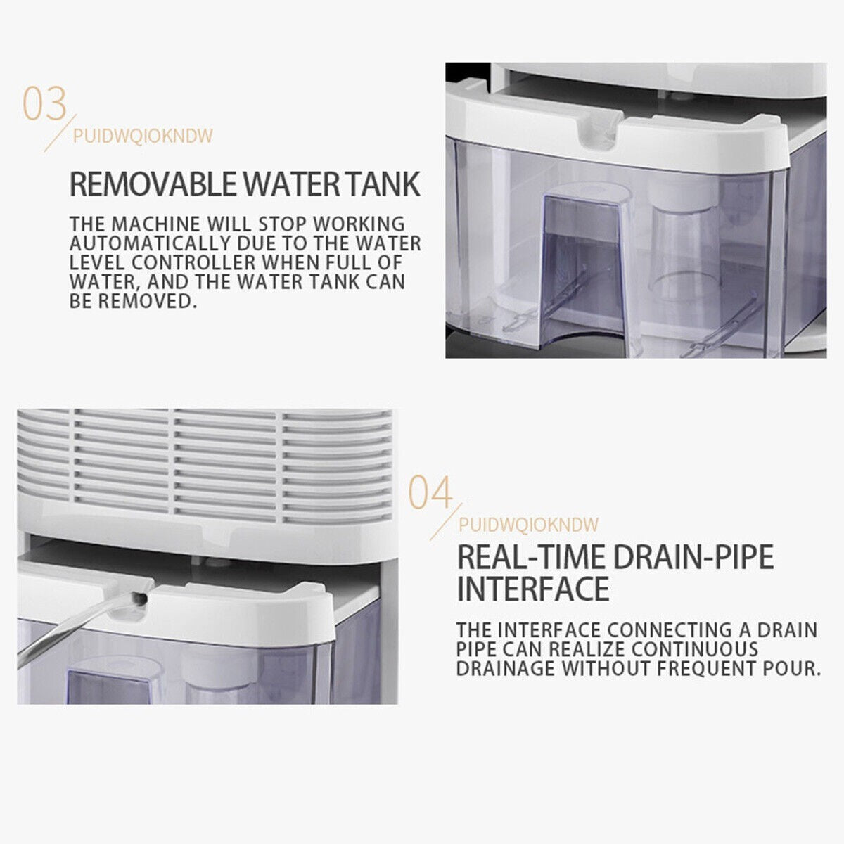 UK 2.2L Large Dehumidifier Portable Quiet Home Air Dryer for Mould Moisture Damp