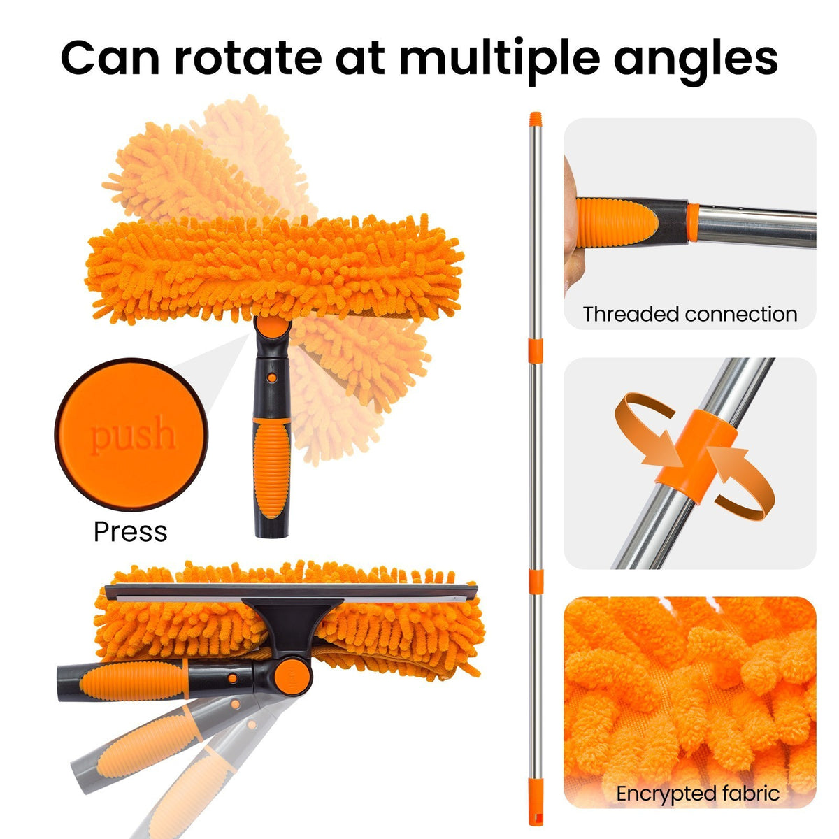 2 in 1 Telescopic Extendable Window Cleaner Equipment Glass Cleaning Squeegee