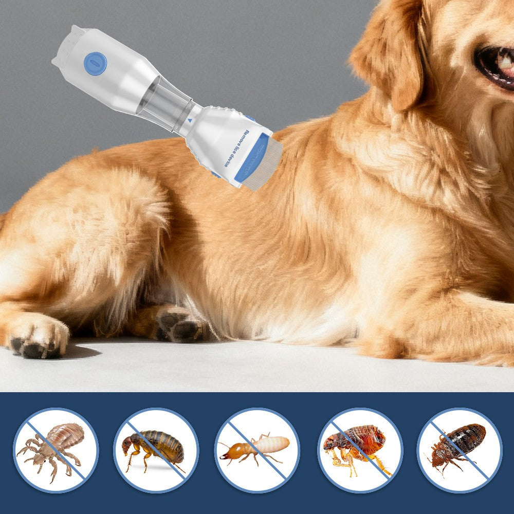 Electric Vacuum Head Nit Anti Lice Comb Brush Pet Dog Flea Filter Remover Tool