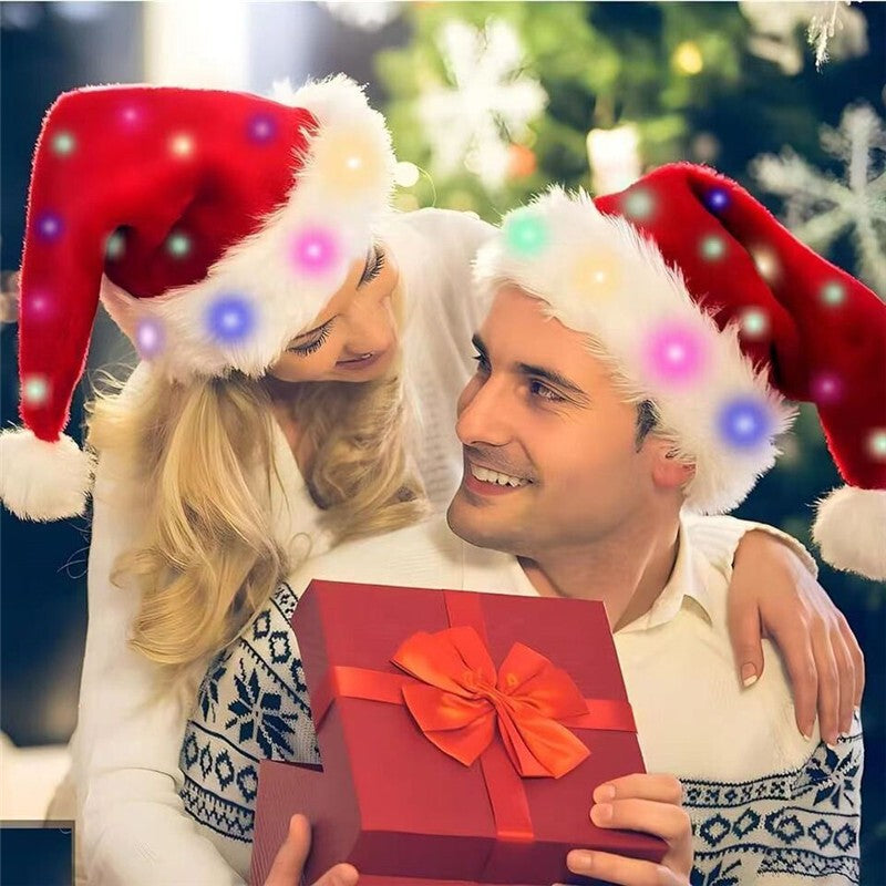 Christmas Hat Xmas Hat Headwear Props LED Santa Hat Light up Santa Hat