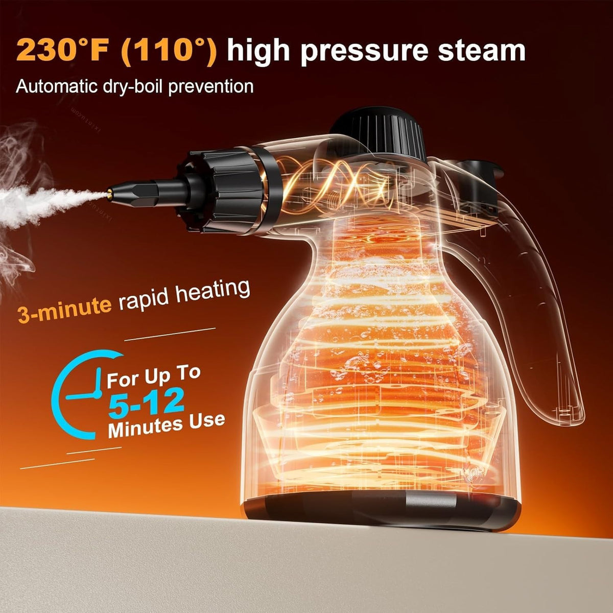 Steam Cleaner High Temperature Hand Held Steamer Home Kitchen Car Multi Purpose