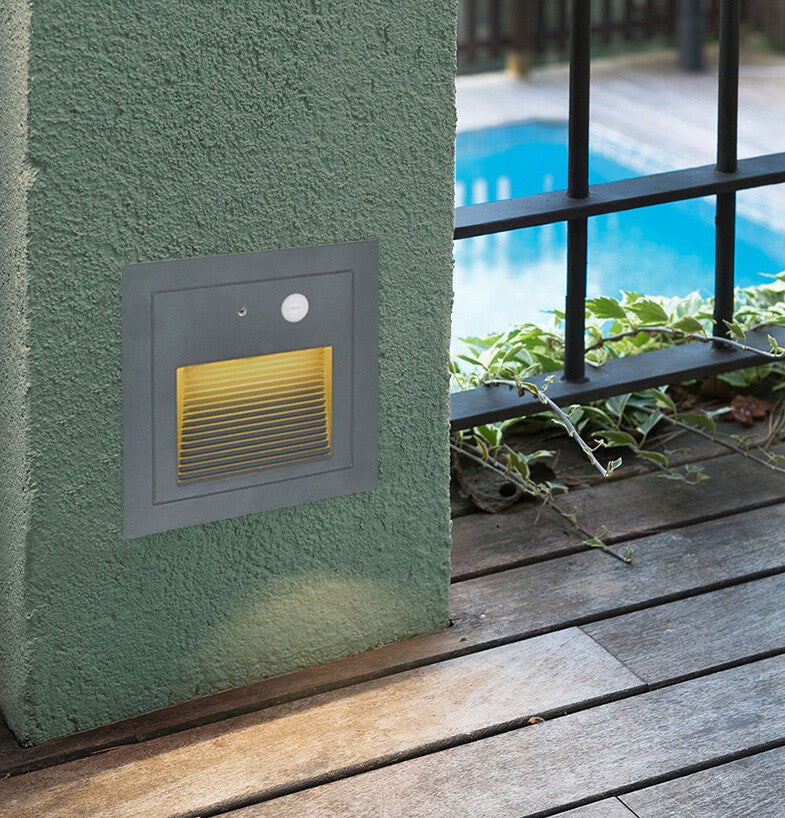 Outdoor 3W Motion-Sensor Led Step Stair Lights Footlight Recessed Corner Lamp