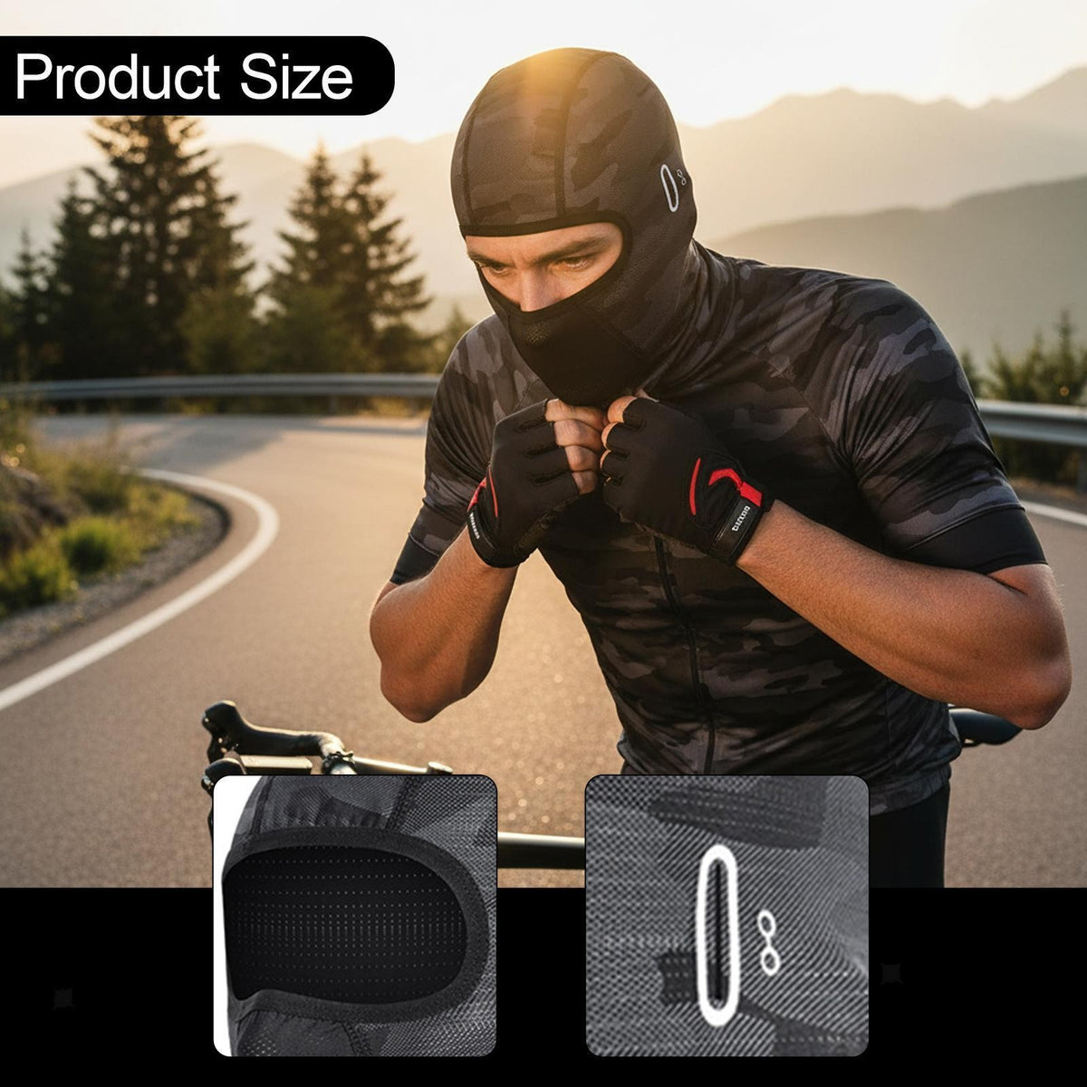 Men's balaclava with sun protection mask, breathable and soft hood, helmet