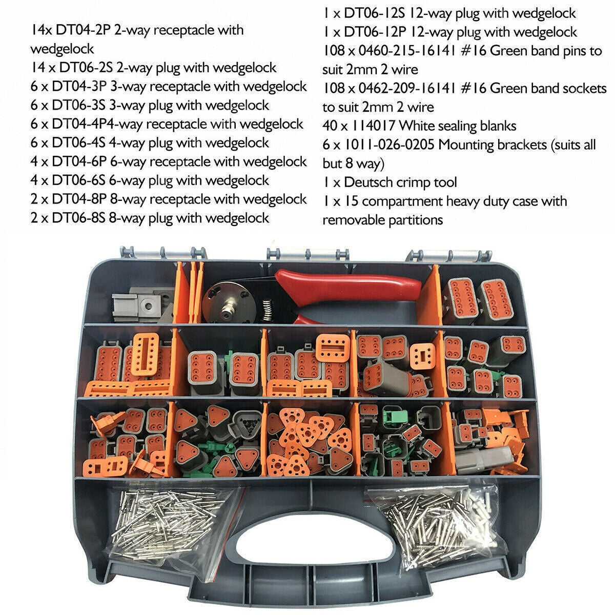 For Deutsch DT Connector Plug Kit 438pcs With Crimp Tool Automotive #DT-KIT3-TR