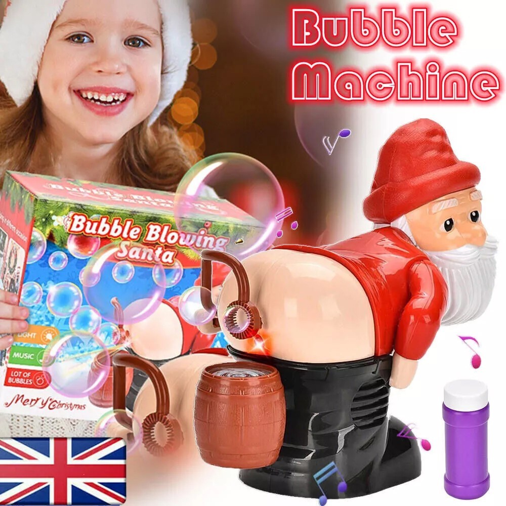 Santa Automatic Bubble Machine  Electric Christmas Funny Fart Bubble Toy For-Kid