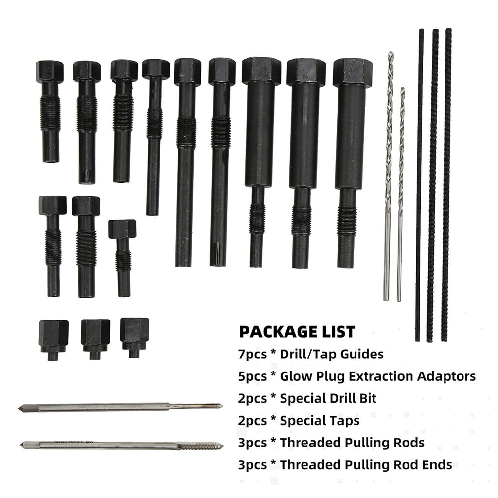 22Pcs Glow Plug Remover Extraction Removal Tool Set With Storage Box For M10 M8