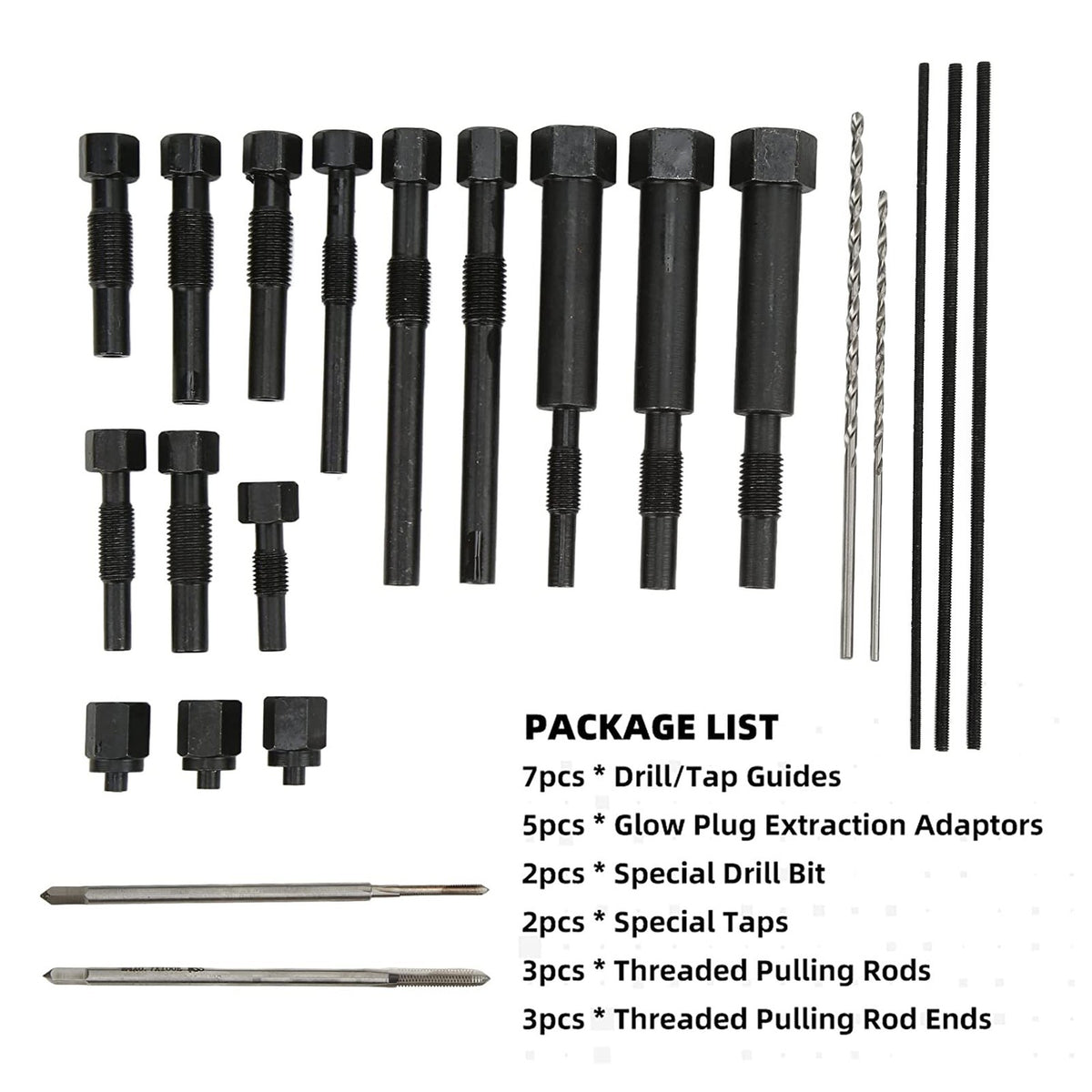 22Pcs Glow Plug Remover Extraction Removal Tool Set With Storage Box For M10 M8