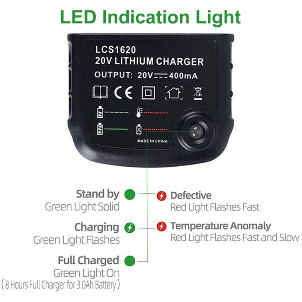 2Pack Charger Lithium-Ion Replacement for Black & Decker LBXR20 14.4V 18V 20V