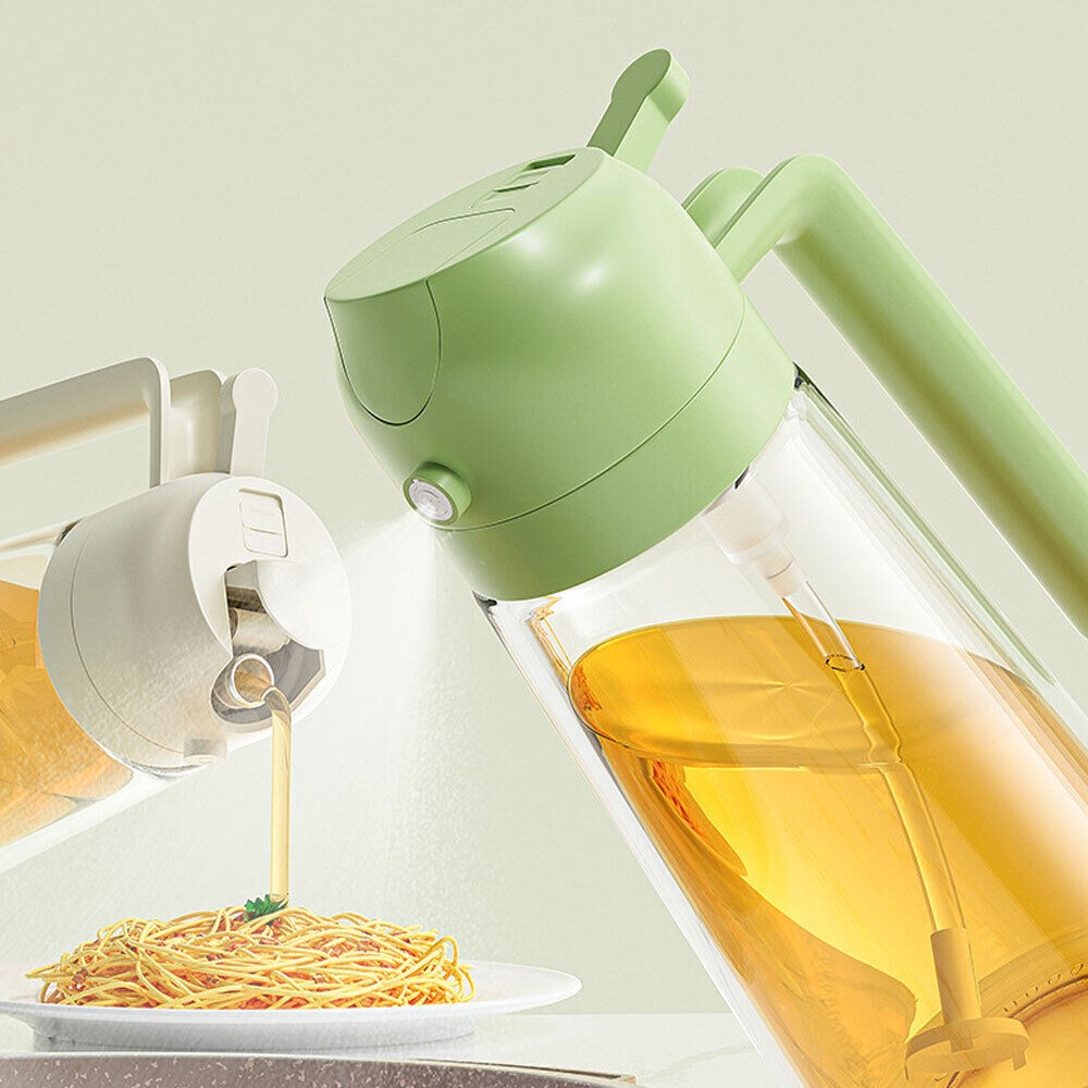 Glass Oil Sprayer Bottle with Pour Dispenser Olive Oil Bottle Spray Nozzle 470ml