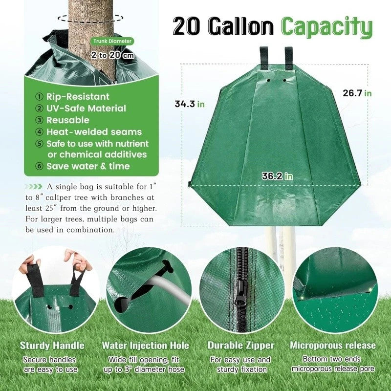 1/2X 20 Gallons Slow Release Tree Watering Bag Drip Irrigation Watering Tool PE