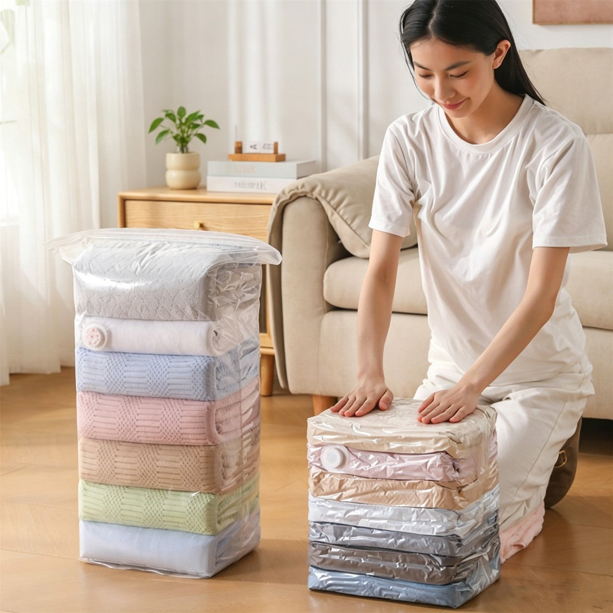 Large-Capacity Vacuum Bags – No Pump Needed, Standing Airtight Space Saver Bag