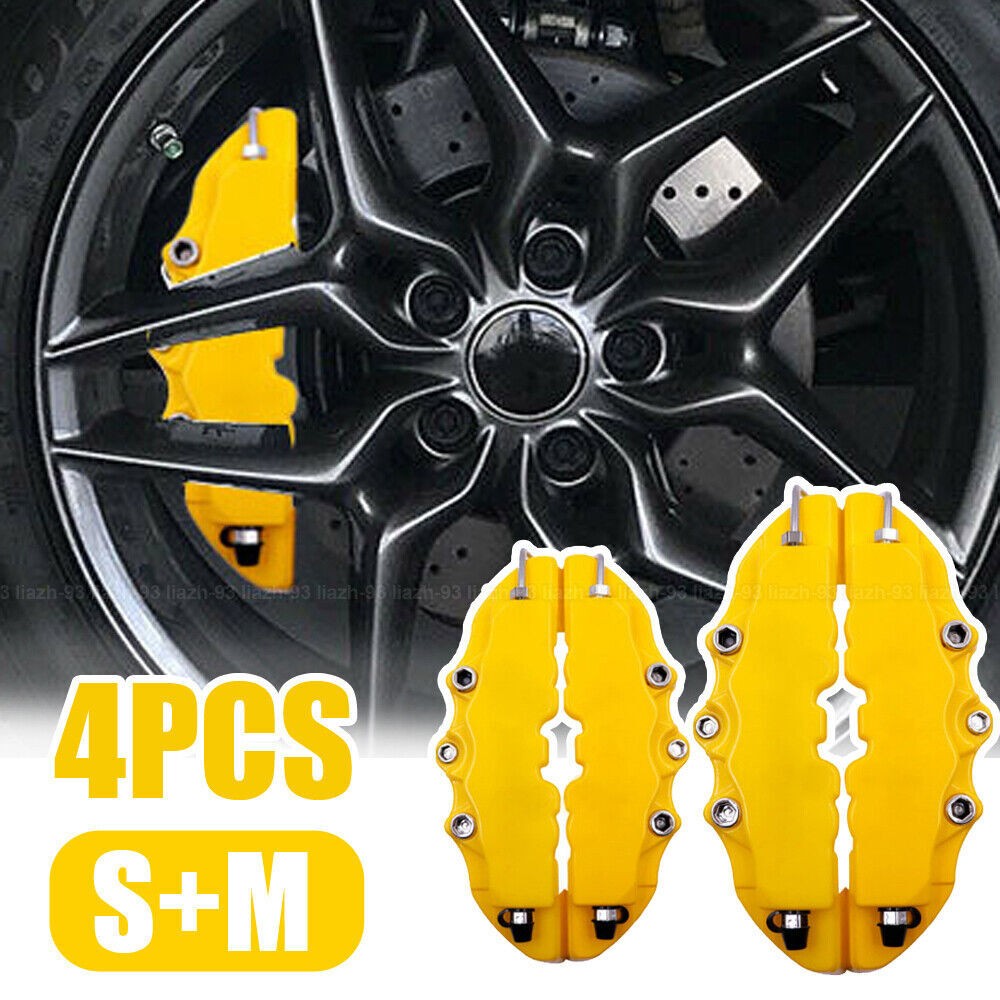 4X Yellow Style 3D Auto Car Disc Brake Caliper Covers Front & Rear Kit Universal