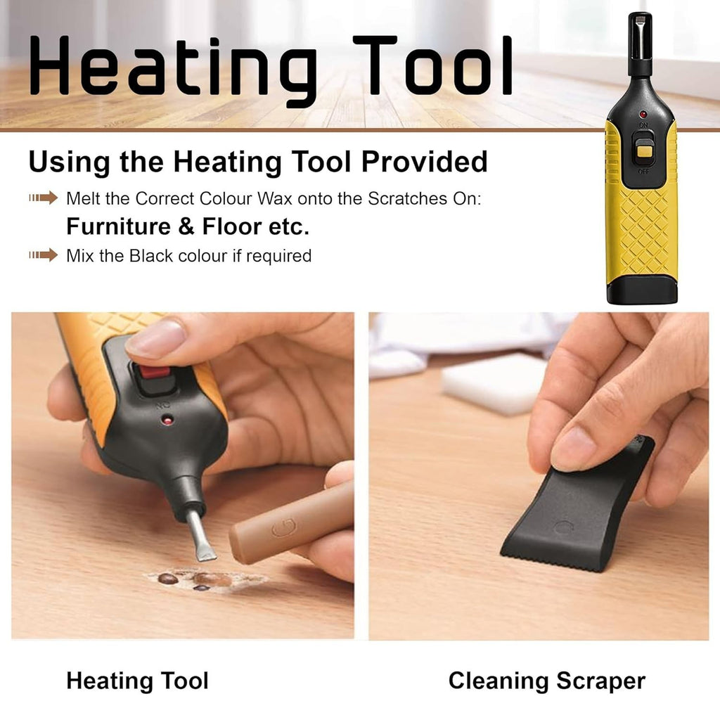 19pcs Laminate Floor Repair Kit Worktop Furniture Wax System for Chips Scratches