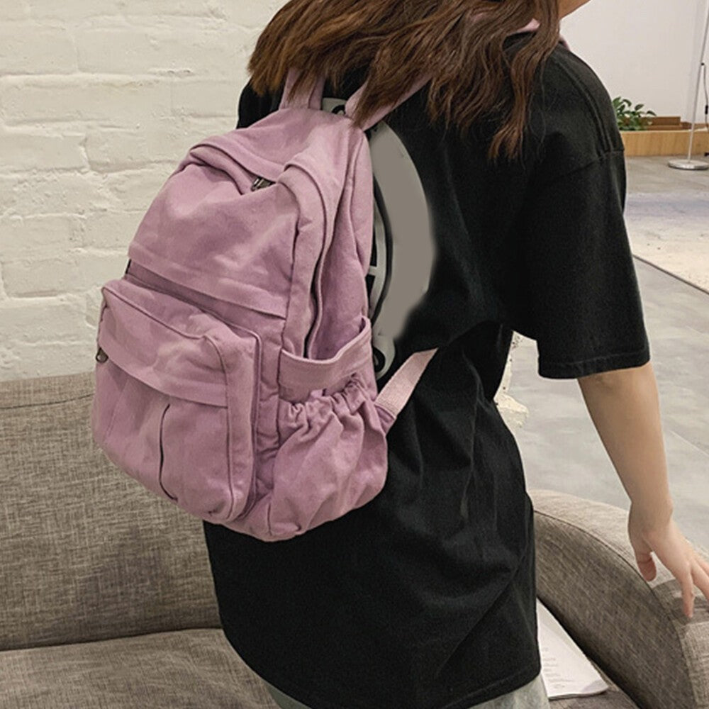 Boys Girls Retro Backpack Rucksack School College Travel Laptop Canvas Bag UK