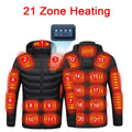 Men 21 Areas Heated Jacket USB Electric Heating Vest Winter Outdoor Warm Coat