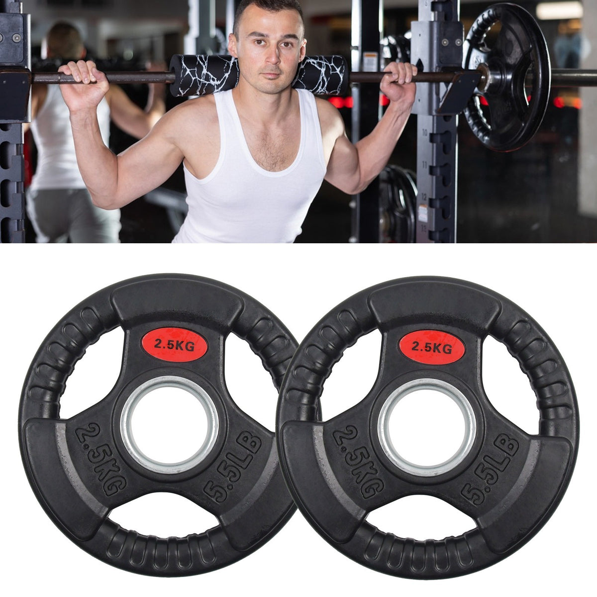 Weight Plates Set Pair Cast-Iron 2" Hole Disc Dumbbell Olympic Barbell Weights