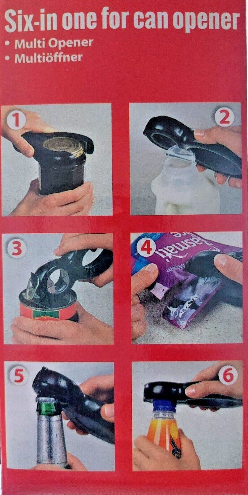6 in 1 Multi Opener, Stainless Steel Manual Jar Opener Non Slip Open Sesame UK