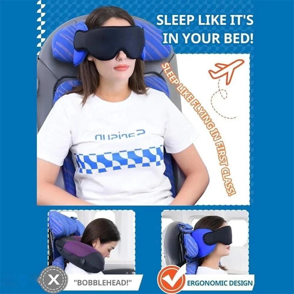 Travel Neck Pillow Airplane Support Headrest Long Flight Eye mask