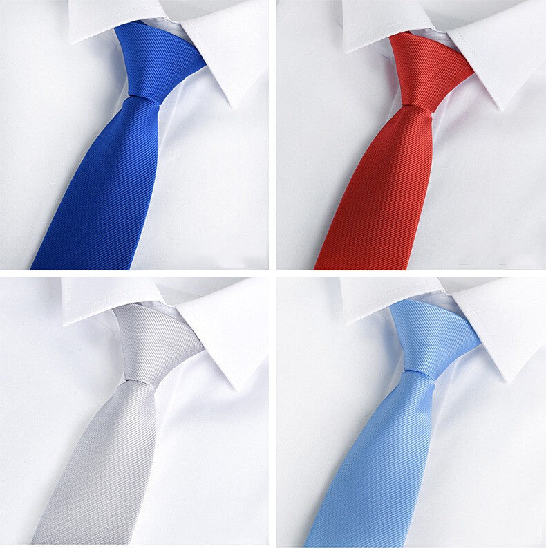 6cm Men's Solid Tie Zip Up Skinny Necktie Slim Narrow Ties Casual Convenient