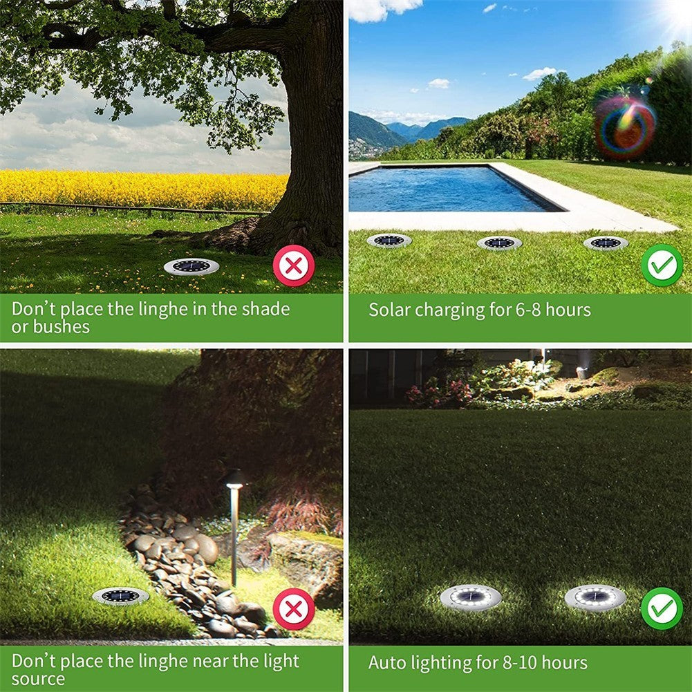 LED Solar Power Ground Lights Floor Decking Patio Outdoor Garden Lawn Path IP65