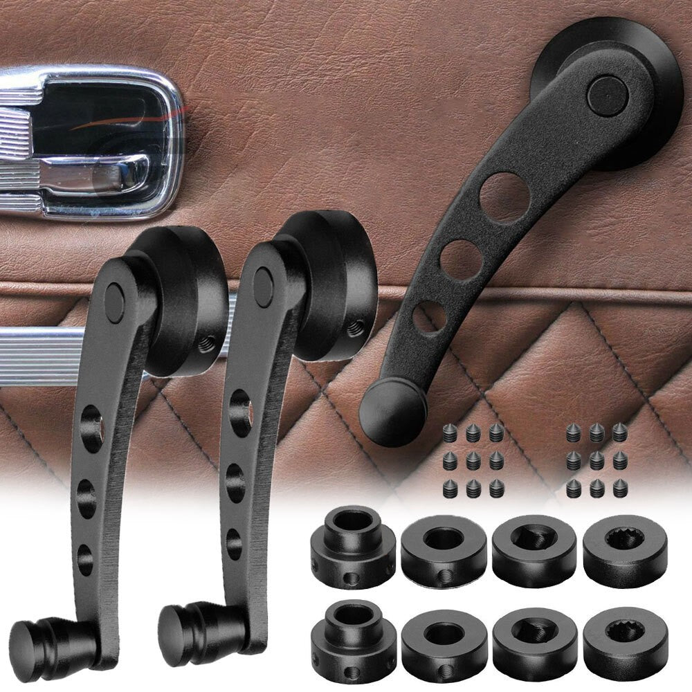 Pair Universal Black Car Truck Window/Door/Winder Riser Crank Handle Riser Alloy