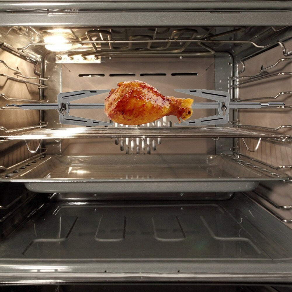 Chicken Roasting Rack Barbecue Rotisserie Spit Oven Air Fryer Fork Rotating UK