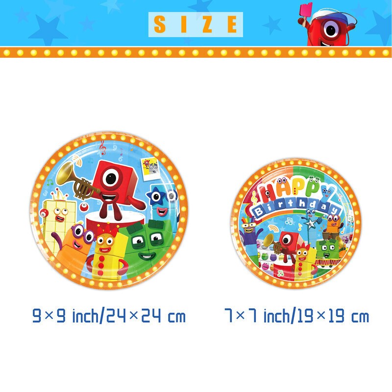 81Pcs Numberblocks Birthday Decor Party Supplies Set Plates Cups Tablecloth