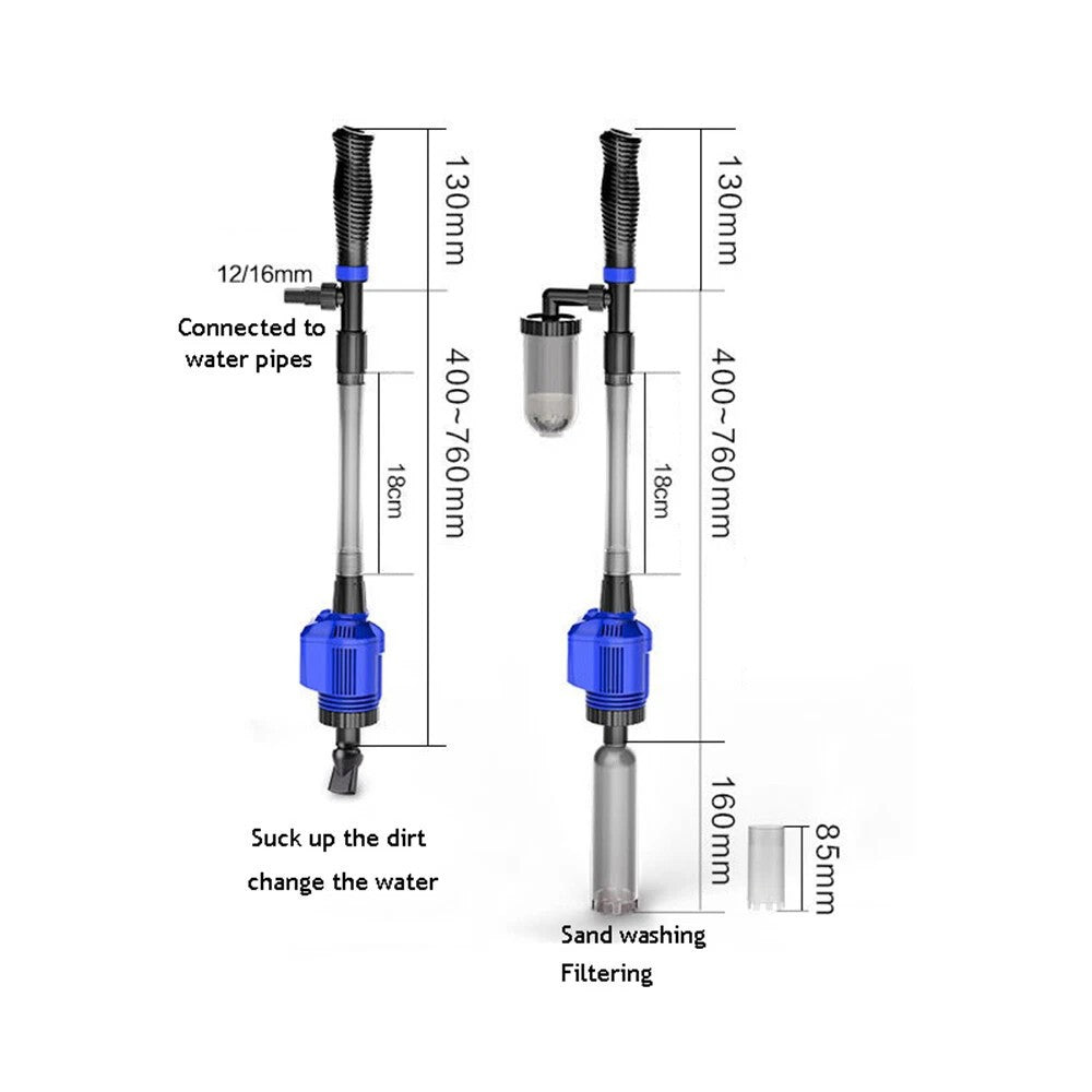 Aquarium Gravel Battery Fish Tank Vacuum Siphon Syphon Cleaner Filter Pump