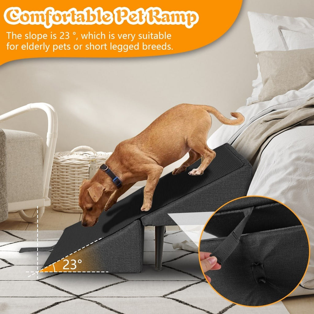 2 in 1 Dog Step Ramp W/ Footrest Stool Foldable Dog Sofa Stair for Senior Animal