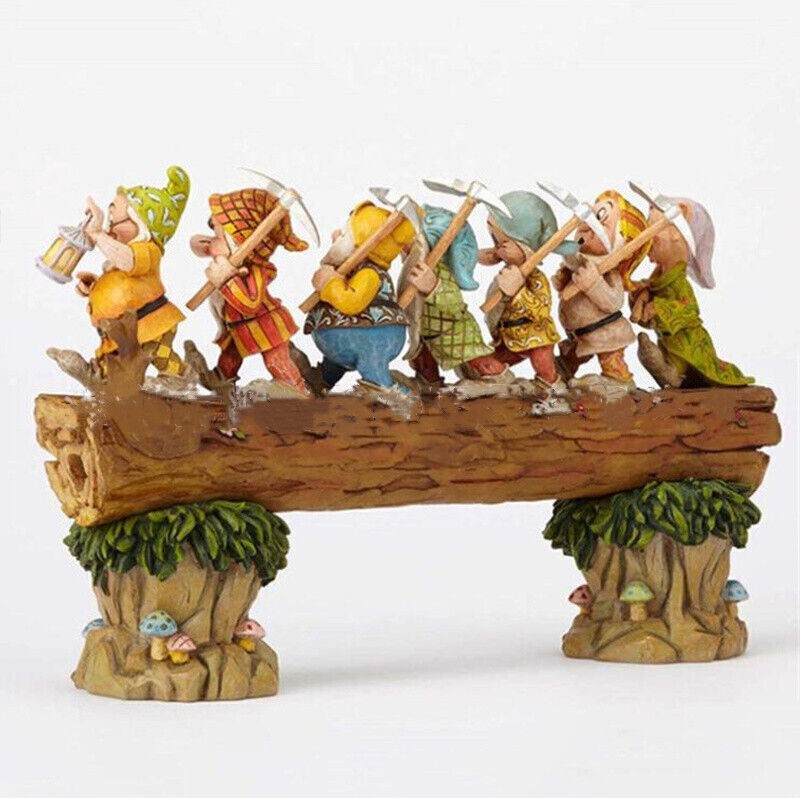 Fairy Tales Seven Dwarfs Tree Stump Cartoon Elf Garden Ornament Statue