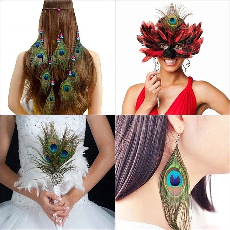 20X Natural Peacock Feathers Real Peacock Tail Feathers 25-30CM Feathers Decors