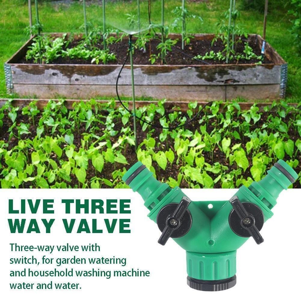 2 Way Double Outside Garden Water Hose Pipe Tap Splitter Dual '' Connector uk