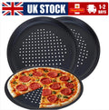 3x12.6" Large Non Stick Pizza Tray Baking Round Oven Tray Carbon Steel Pizza Pan