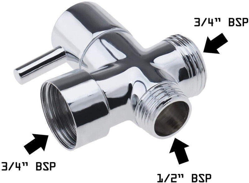 Brass Shower Diverter Valve Bathroom Valve Chrome Polished G3/4 1/2 T-Adapter