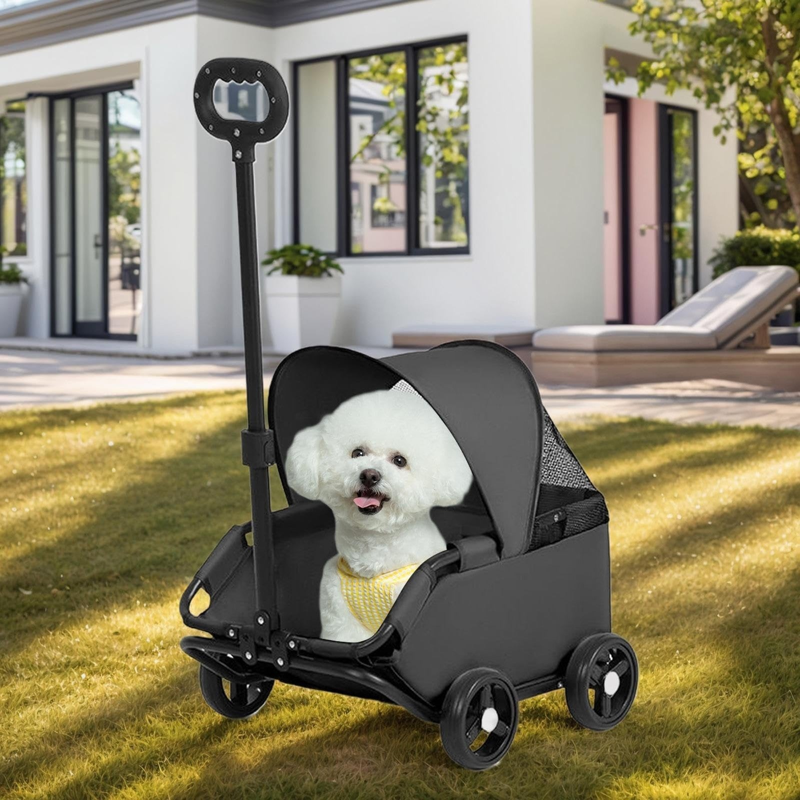 Foldable Pet Dog Cat Stroller Pet Jogger Carrier Cart Open Car Travel Walk Wheel