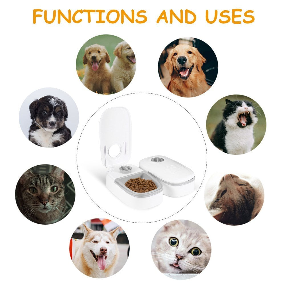 Dog Cat Food Dispenser 2X Automatic Cat Feeder Electronic Timed Dry and Wet Pet