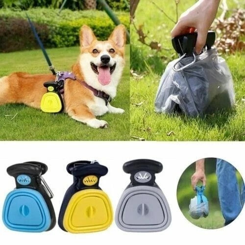 Dog Pooper Scooper Foldable Pet Waste Pickup Cleaner with Bags Travel Tool