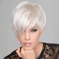 Stylish Silver-white Side-parted Long-bang Short Straight Wig for Ladies