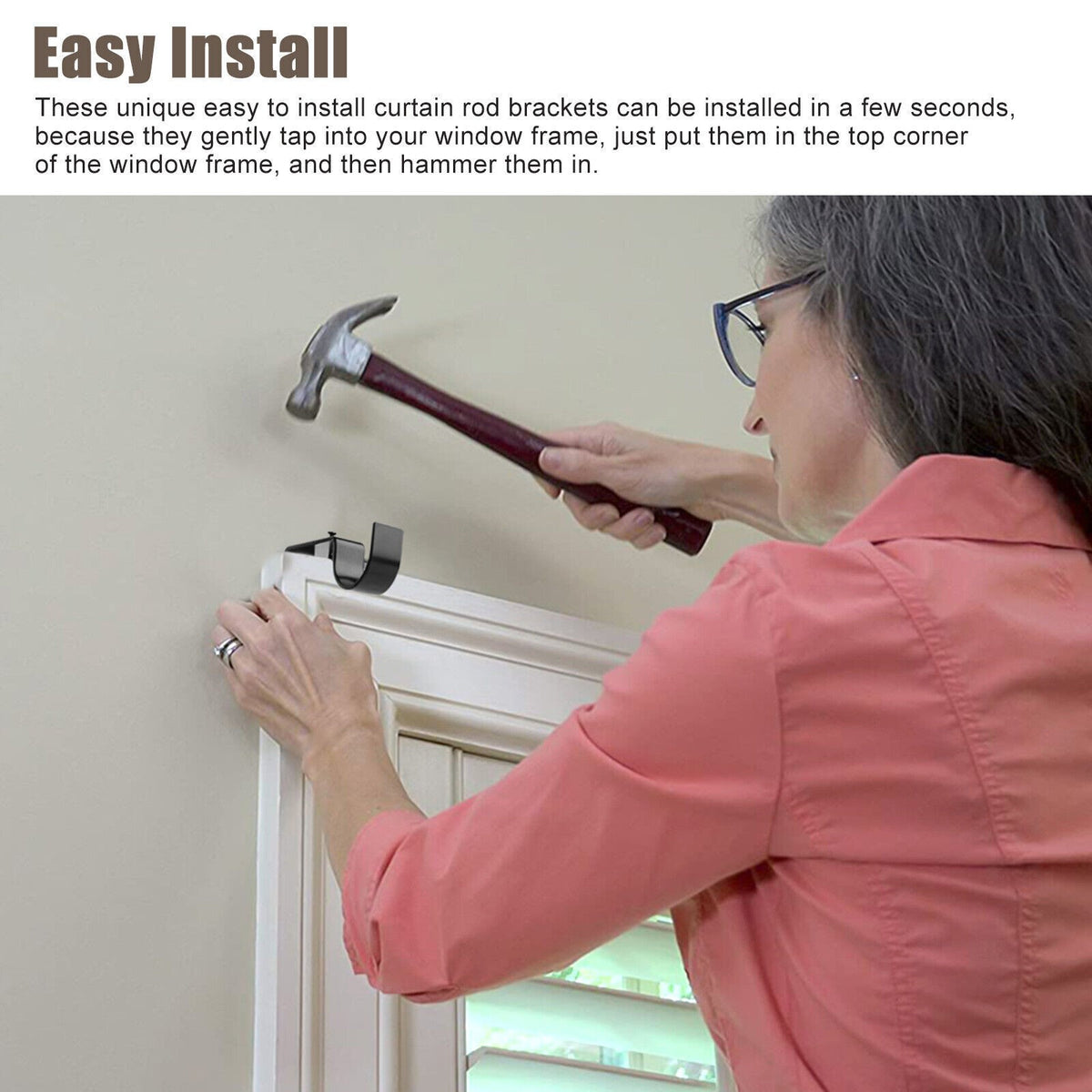 4pcs Curtain Rod Brackets No Drilling Curtain Rod Holder Hooks