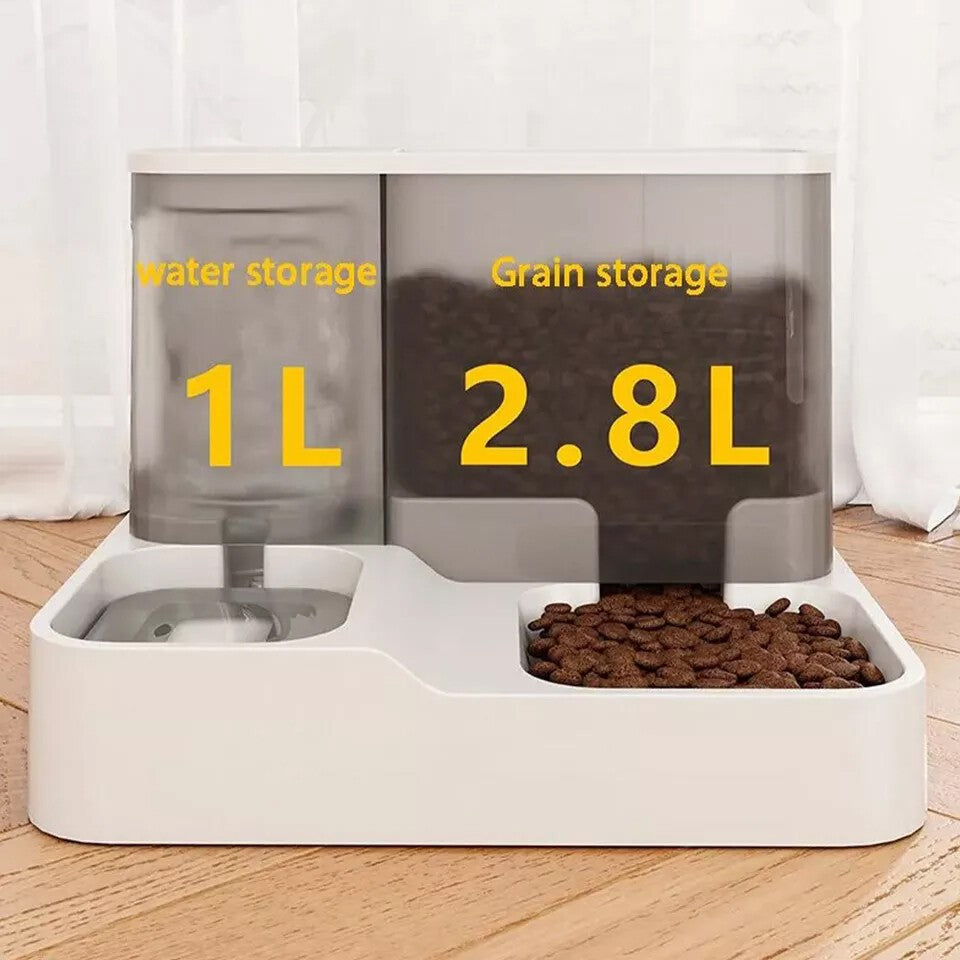 2 in 1 Automatic Cat Feeder Water Dispenser Dry Wet Pet Dog Puppy Food Dispenser